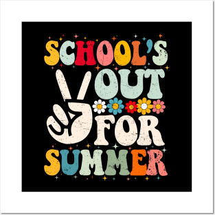 Retro Groovy School's Out For Summer Graduation Teacher Kids T-Shirt Posters and Art